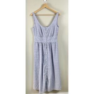 J. Crew Button Front Eyelet Midi Dress Periwinkle Sz 4 Tall Cottage Core Lined